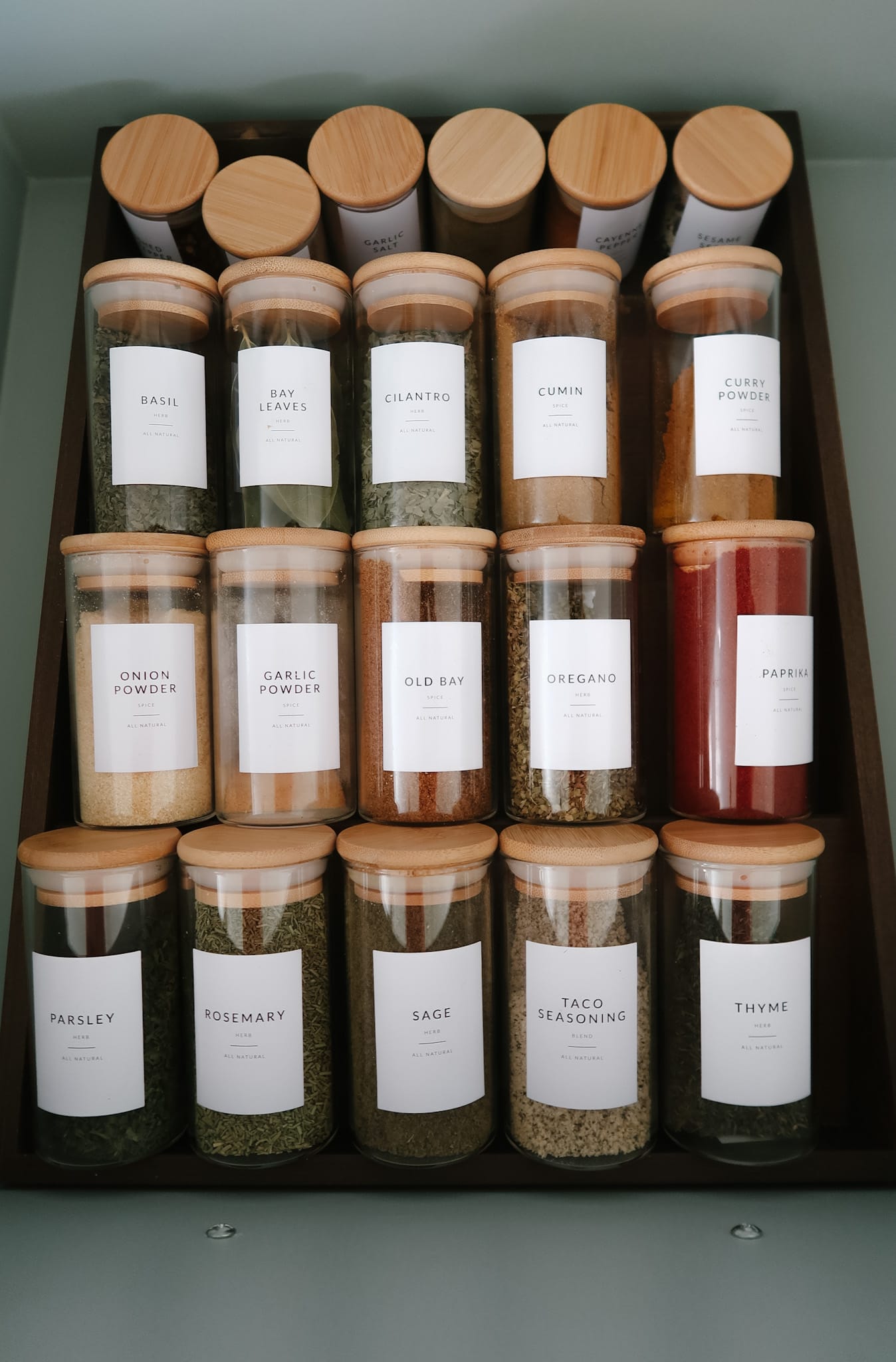 Glass Spice Jars with Wooden Lid