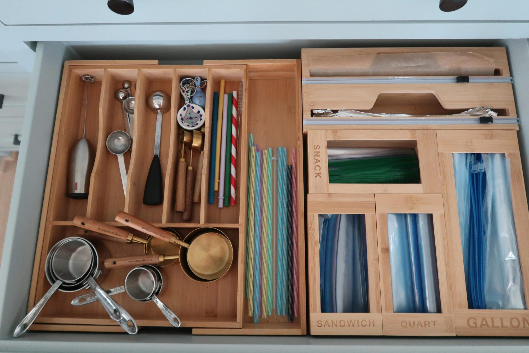 Bamboo Storage for Ziploc and Foil and Utensils