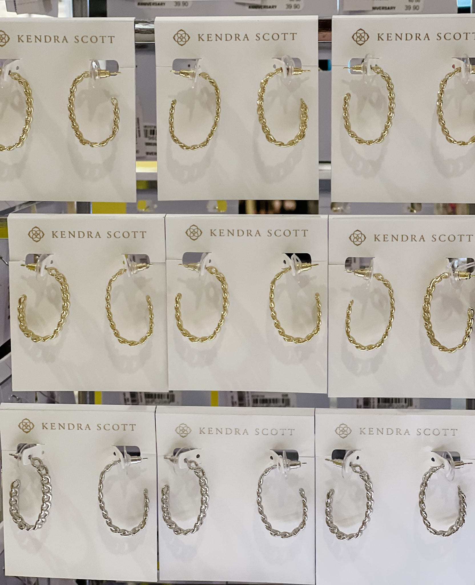 Nordstrom Anniversary Sale, Kendra Scott, gold twisted earrings, silver link hoop earrings