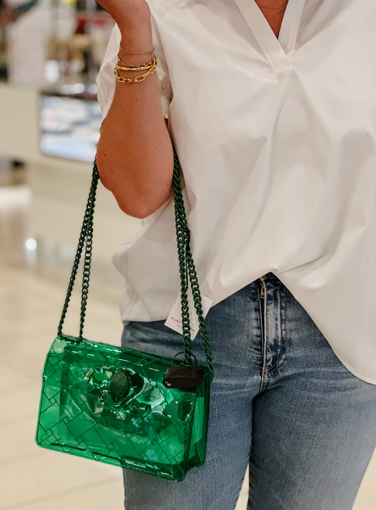 Nordstrom Anniversary Sale, Green translucent purse, green chain, fall purses