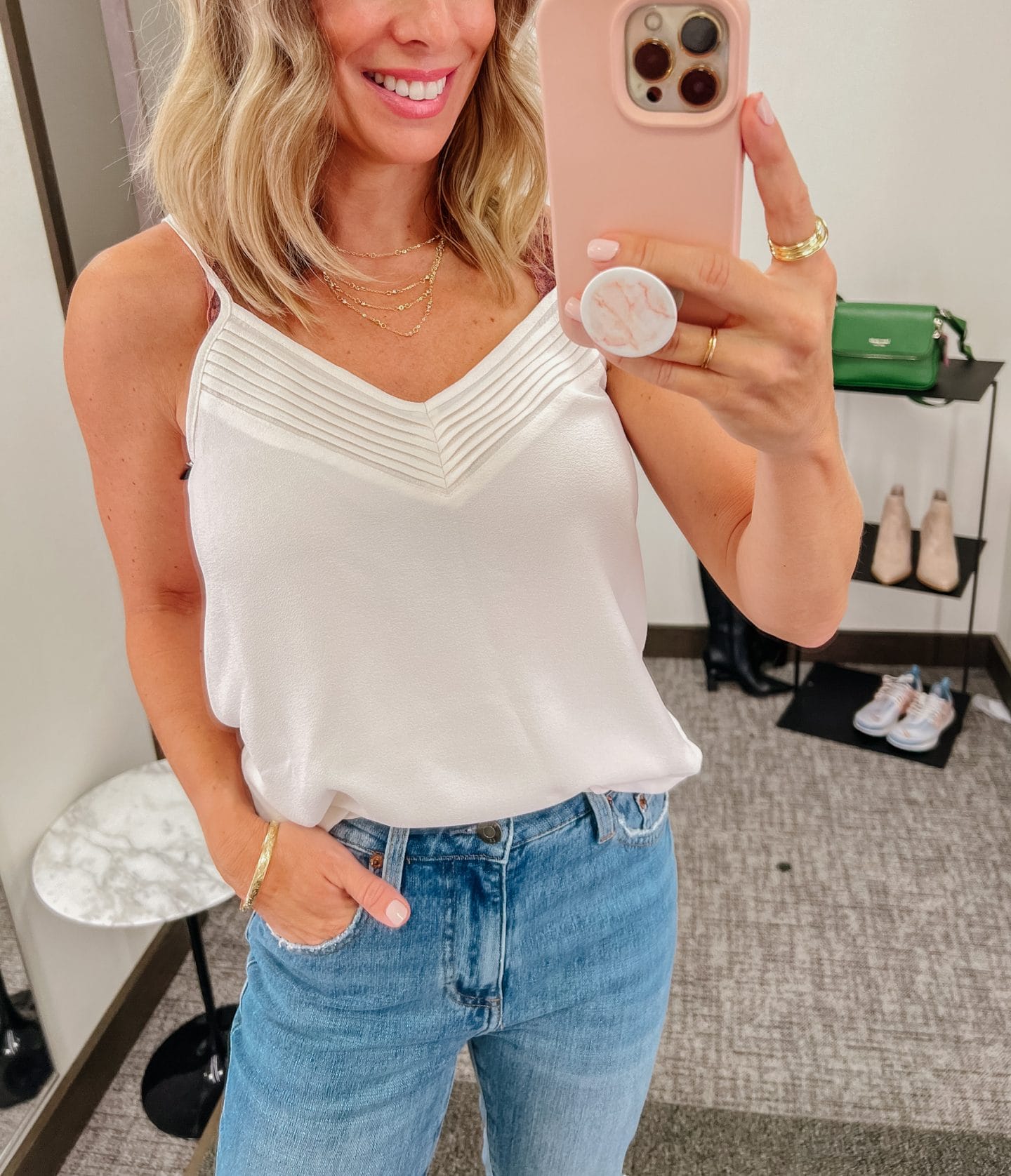 Nordstrom Anniversary Sale, white cami, layered necklace