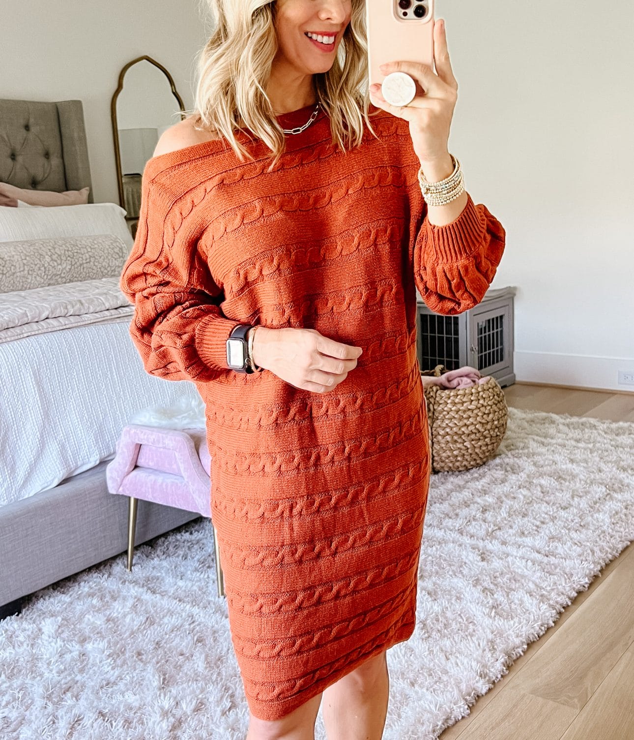Cable Knit Sweater Dress, Booties