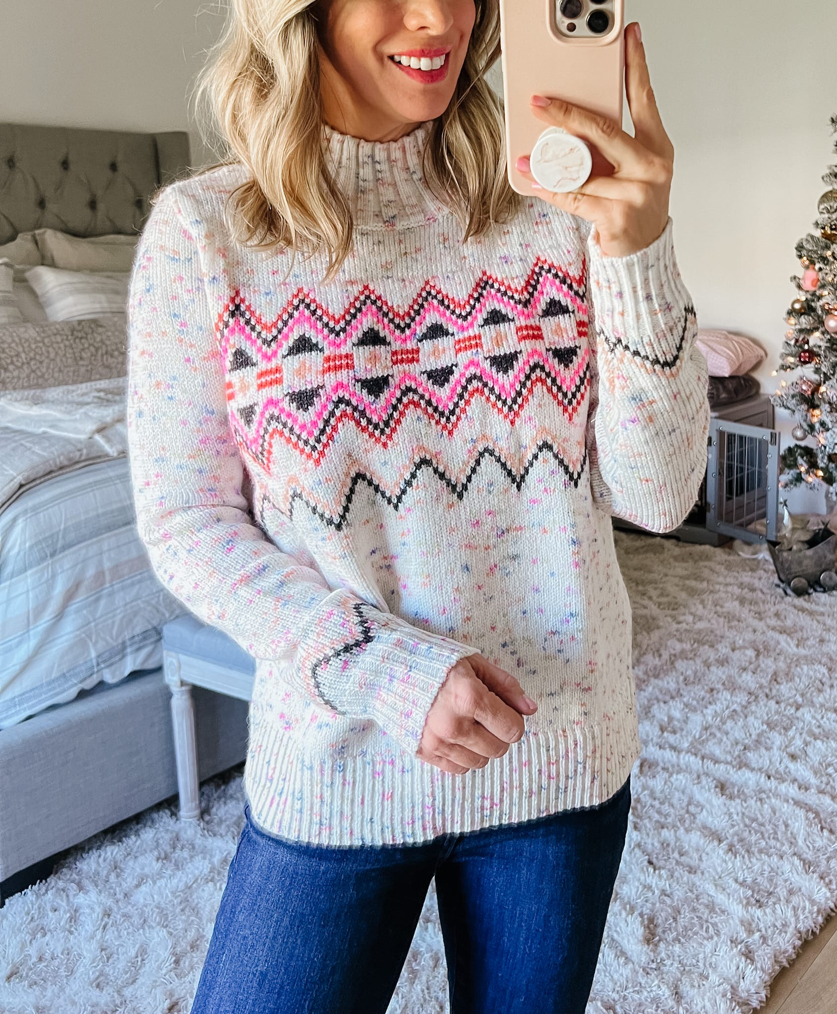 Fair Isle Sweater, Jeans, Boots 