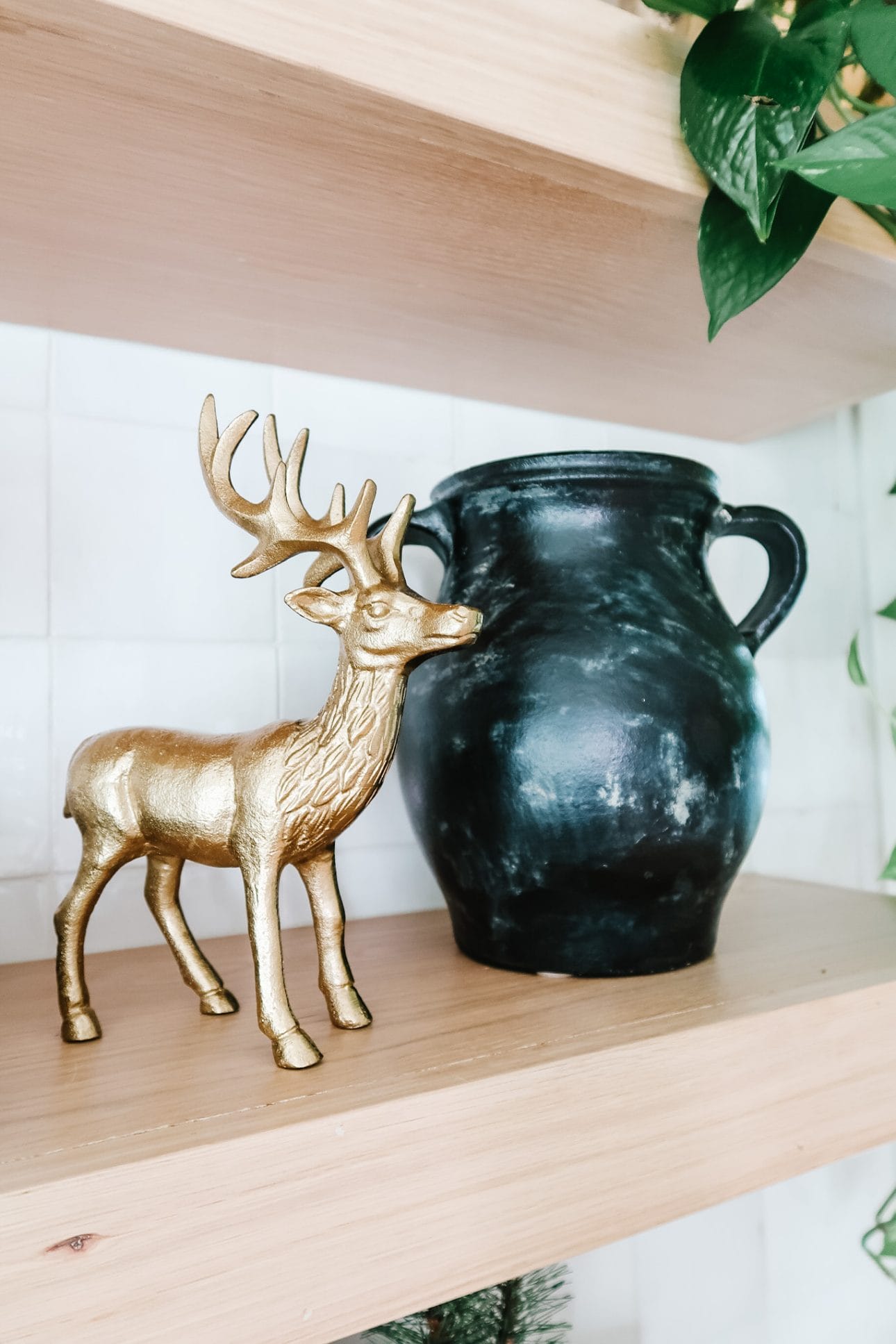 Gold Deer, Black Vase