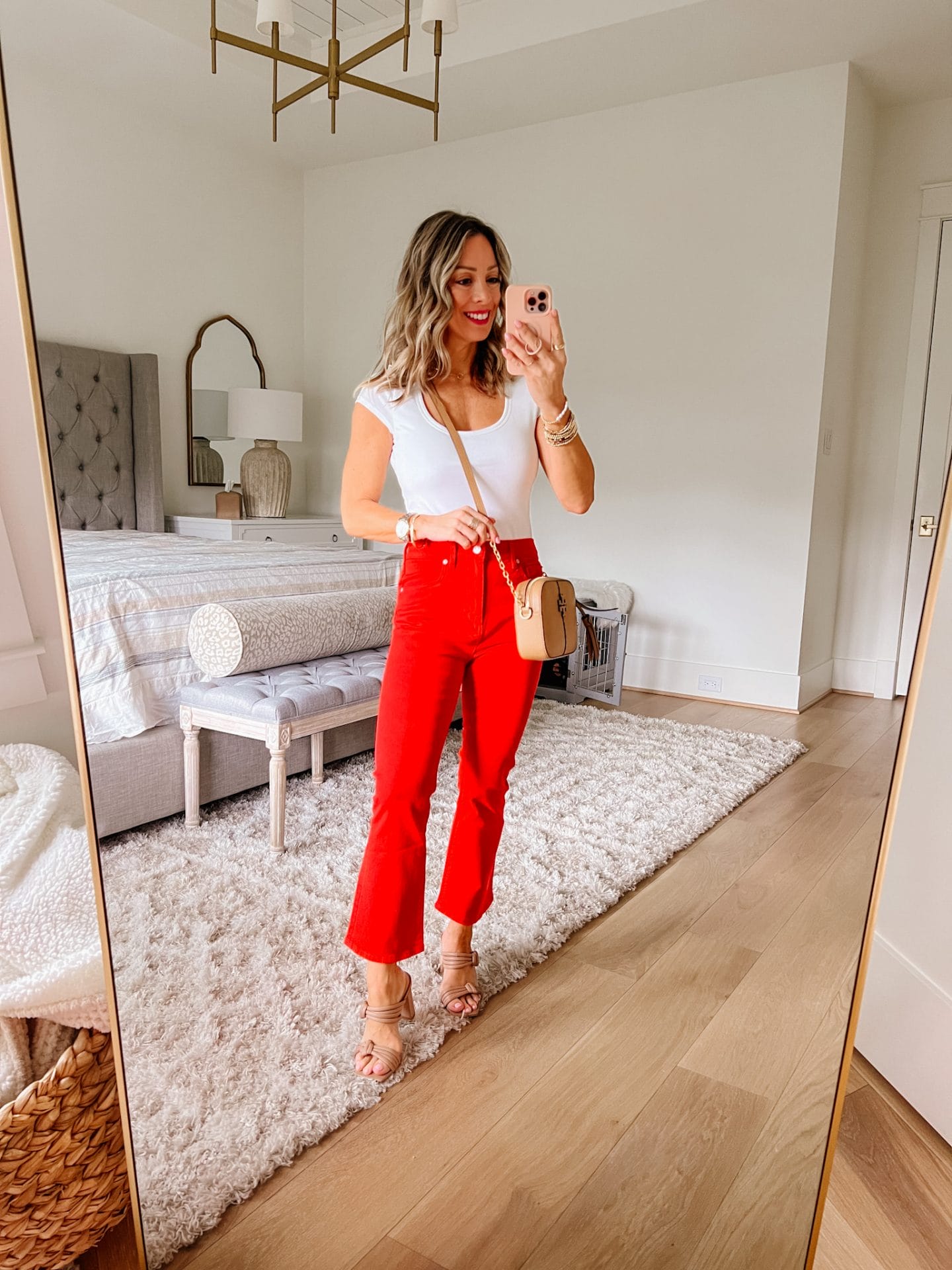Bodysuit, Red Cropped Jeans, Crossbody 