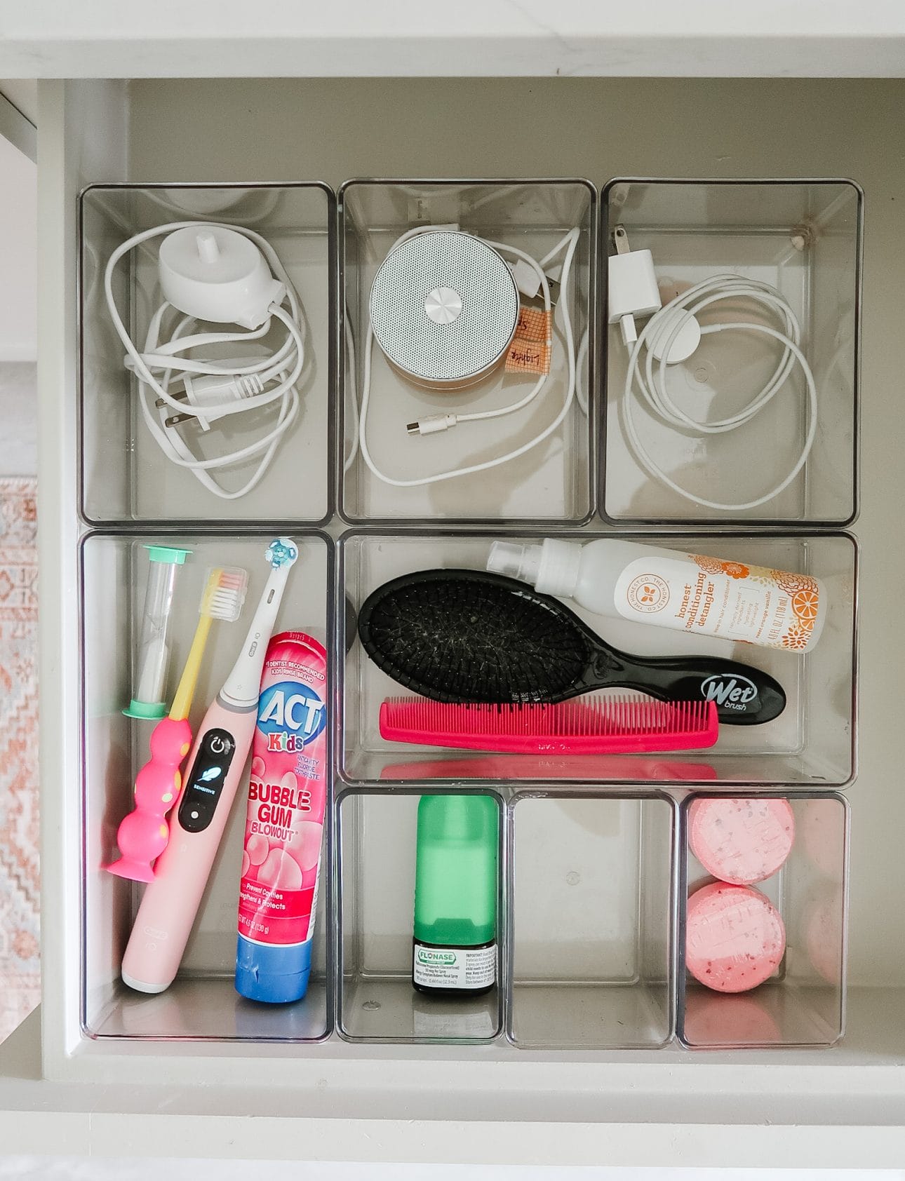 This hair tool organizer keeps my bathroom organized