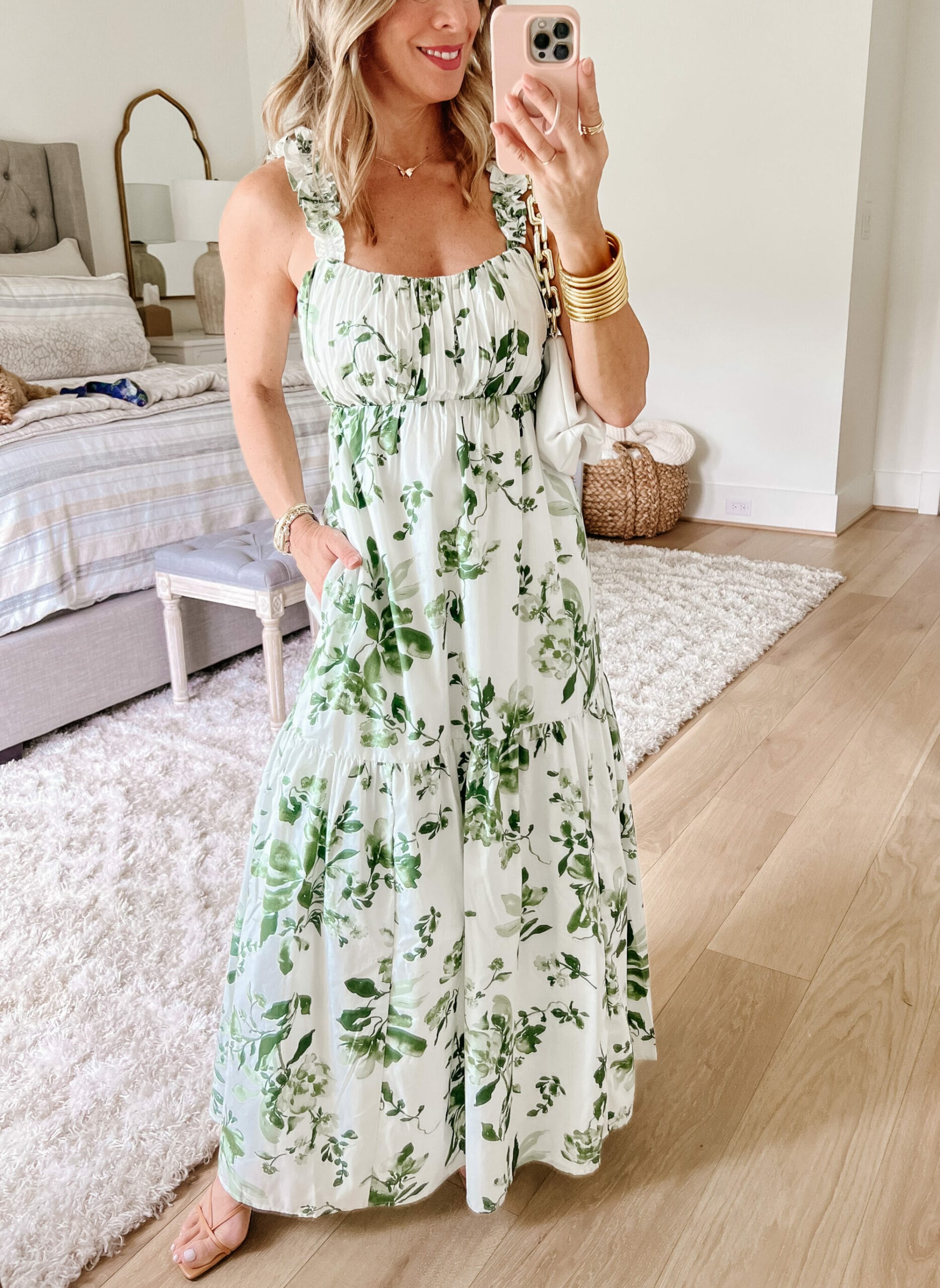 Green Floral Maxi Dress 