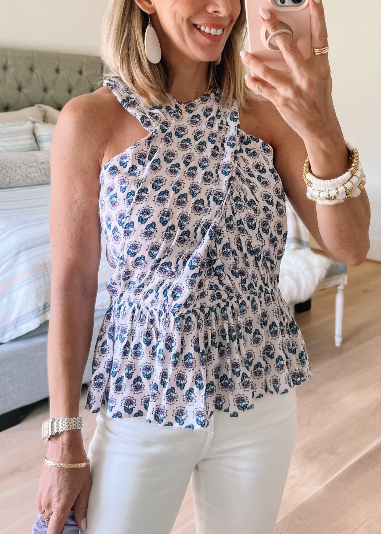 Floral Top, White jeans