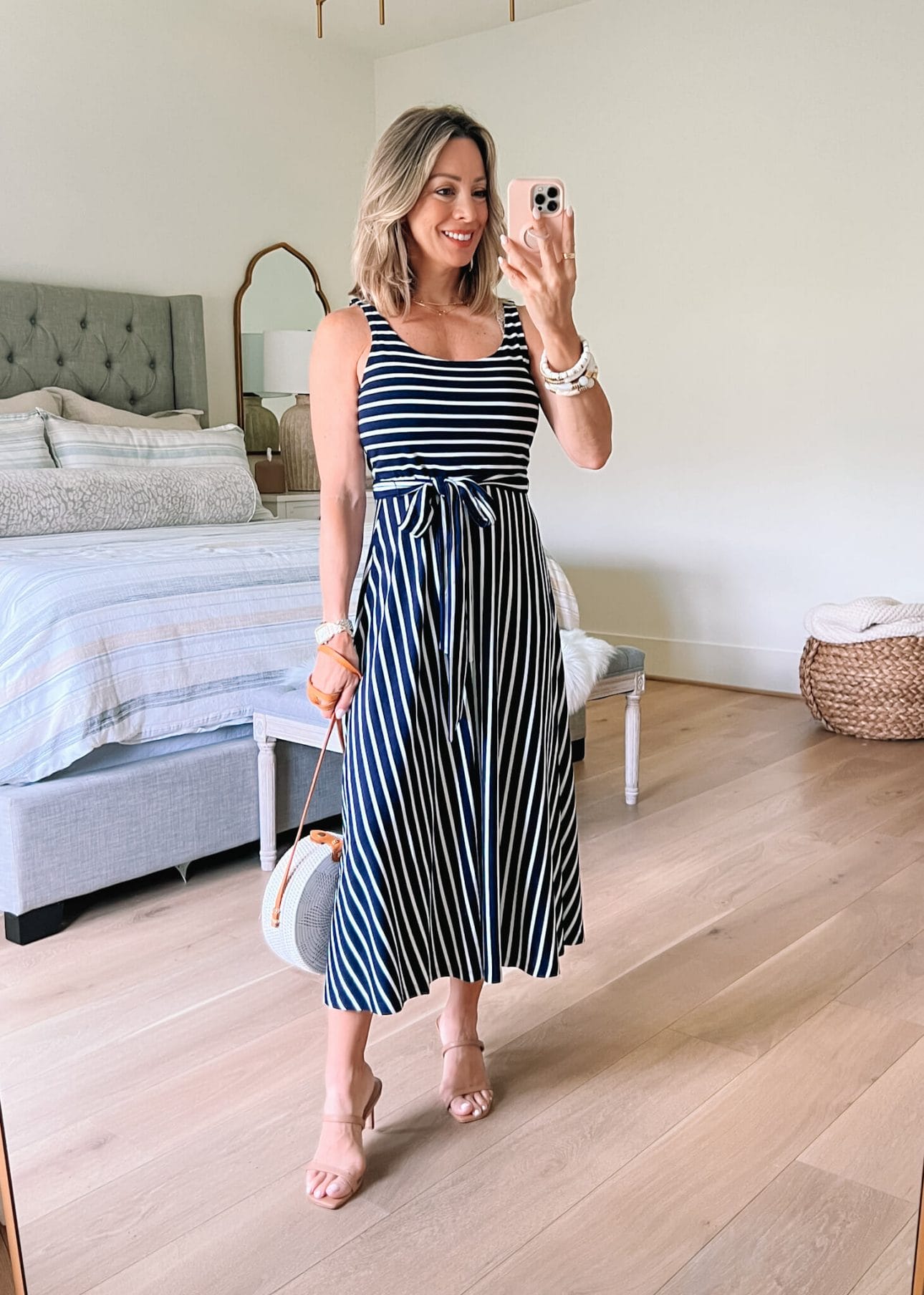 Blue and White Striped maxi dress