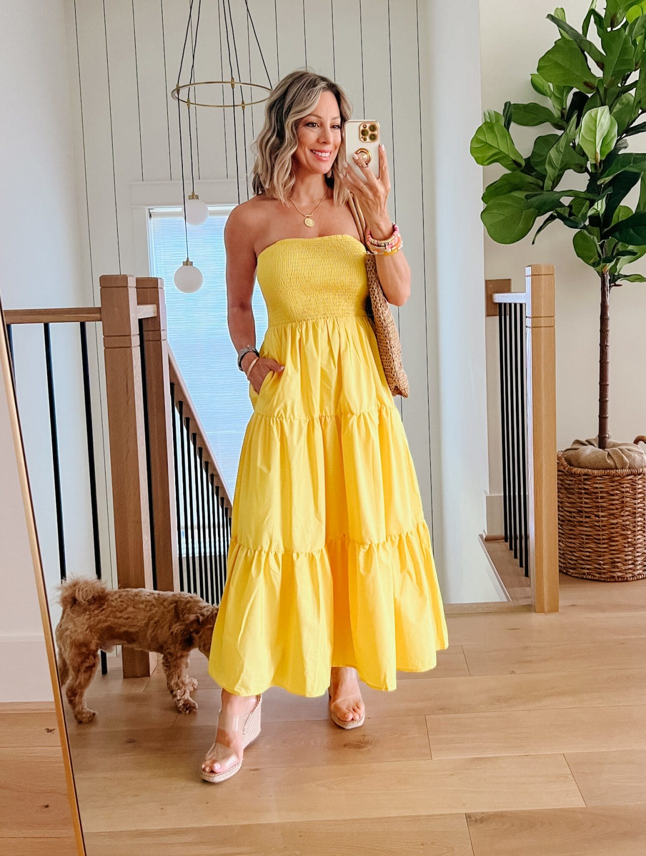 Yellow Maxi Dress, Wedges 