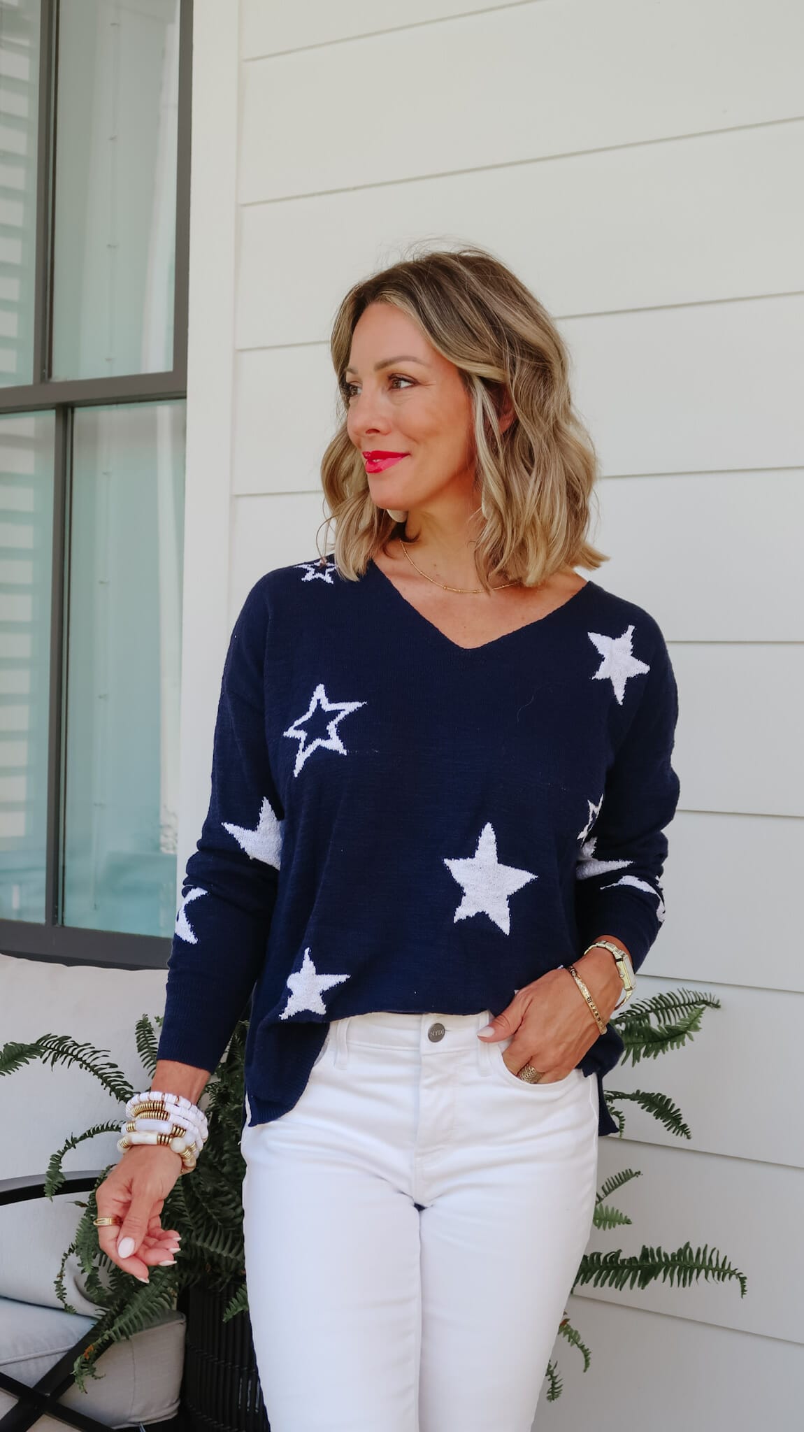 Navy blue sweater with hotsell white stars