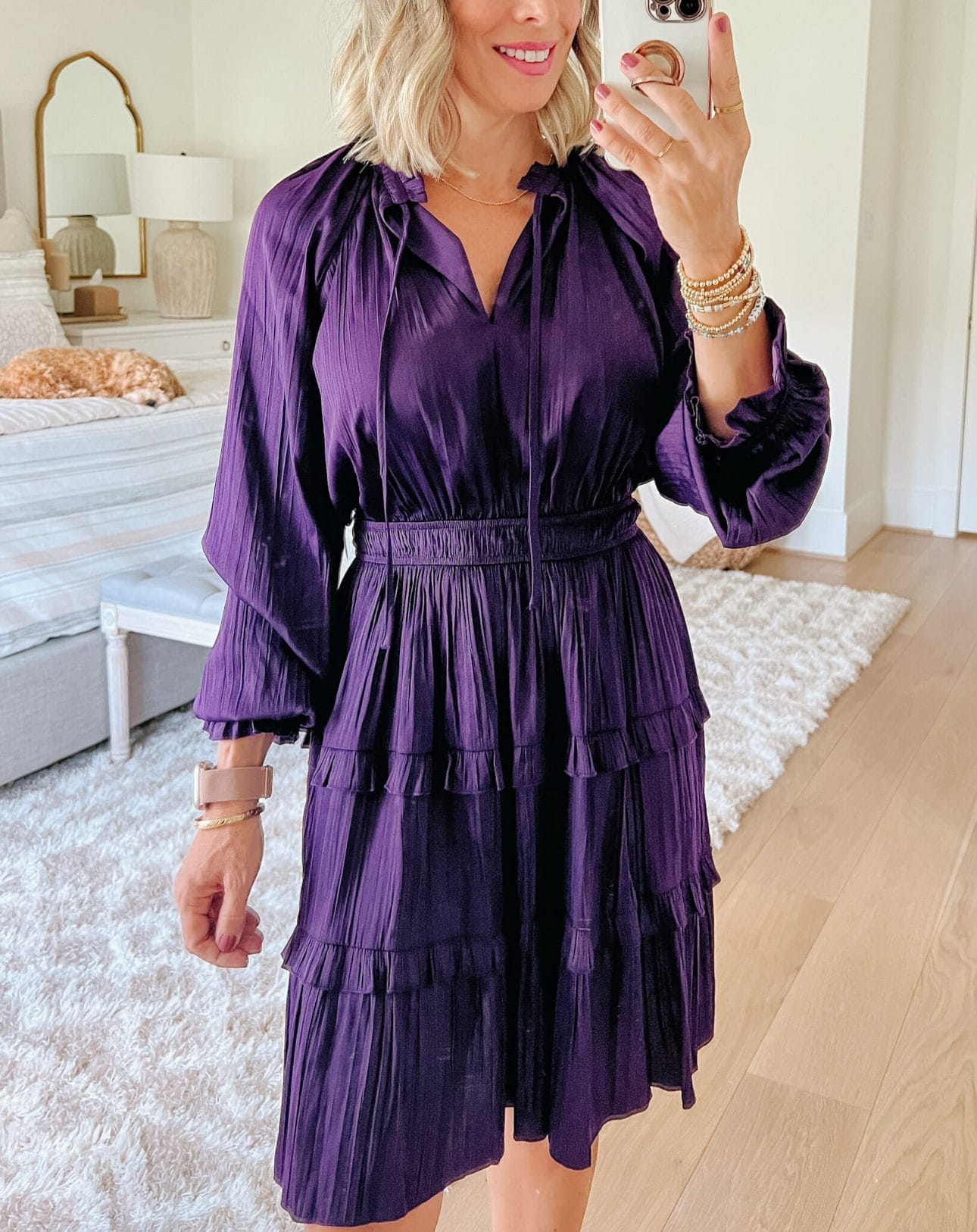 Purple Mini Dress, Heels