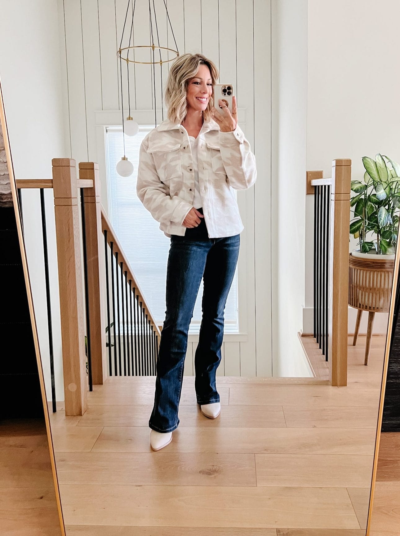 Walmart fleece jacket and jeans outfit
