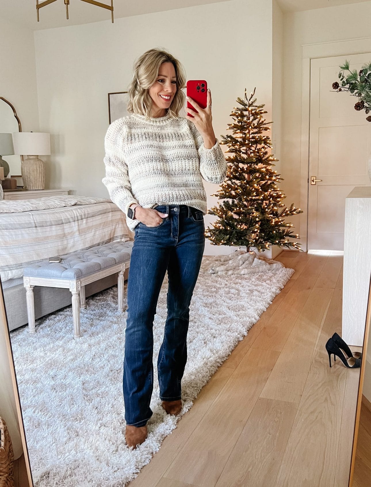 Sweater, jeans, booties 