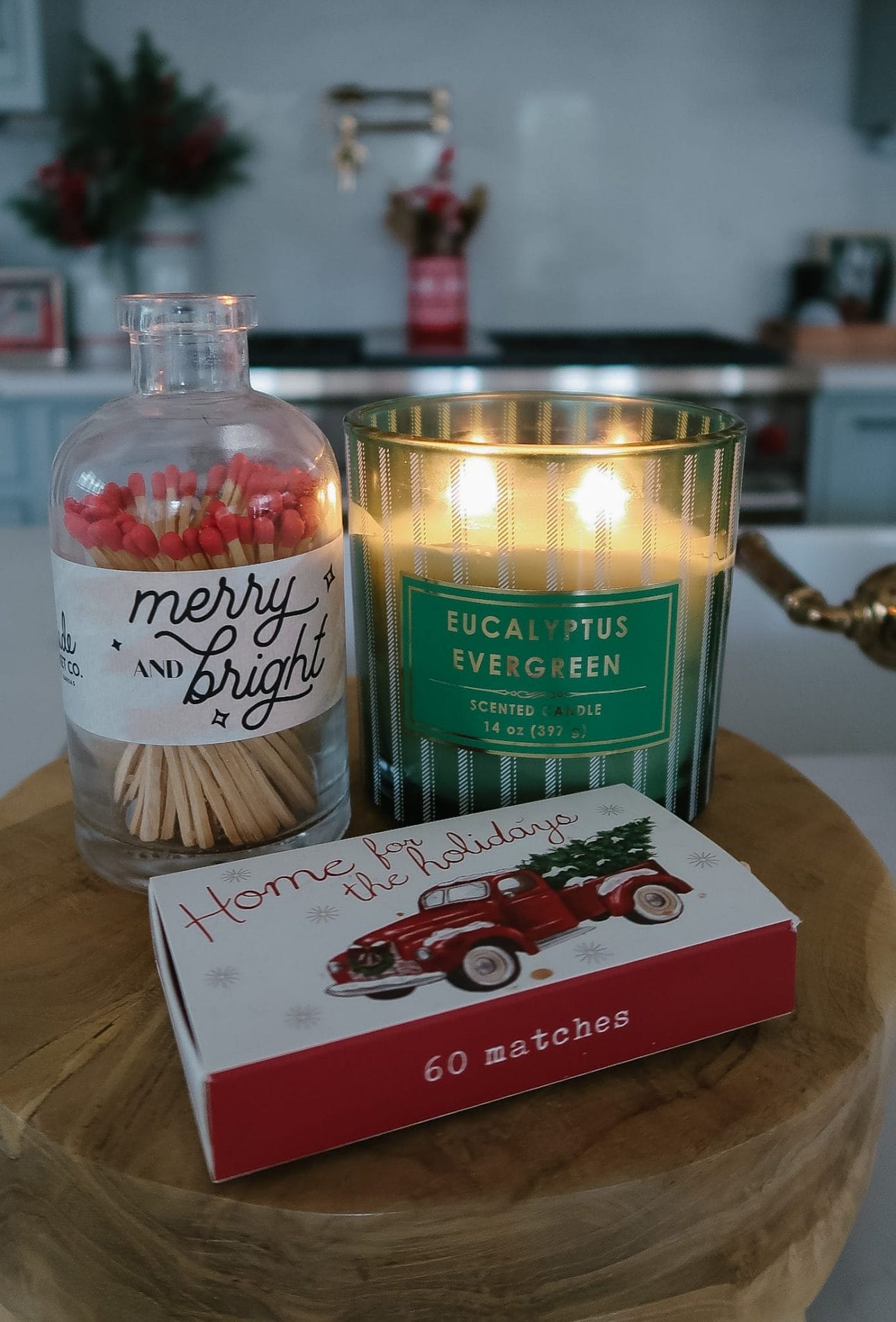 Merry and Bright Matches, Candle, Home for Holidays Matches