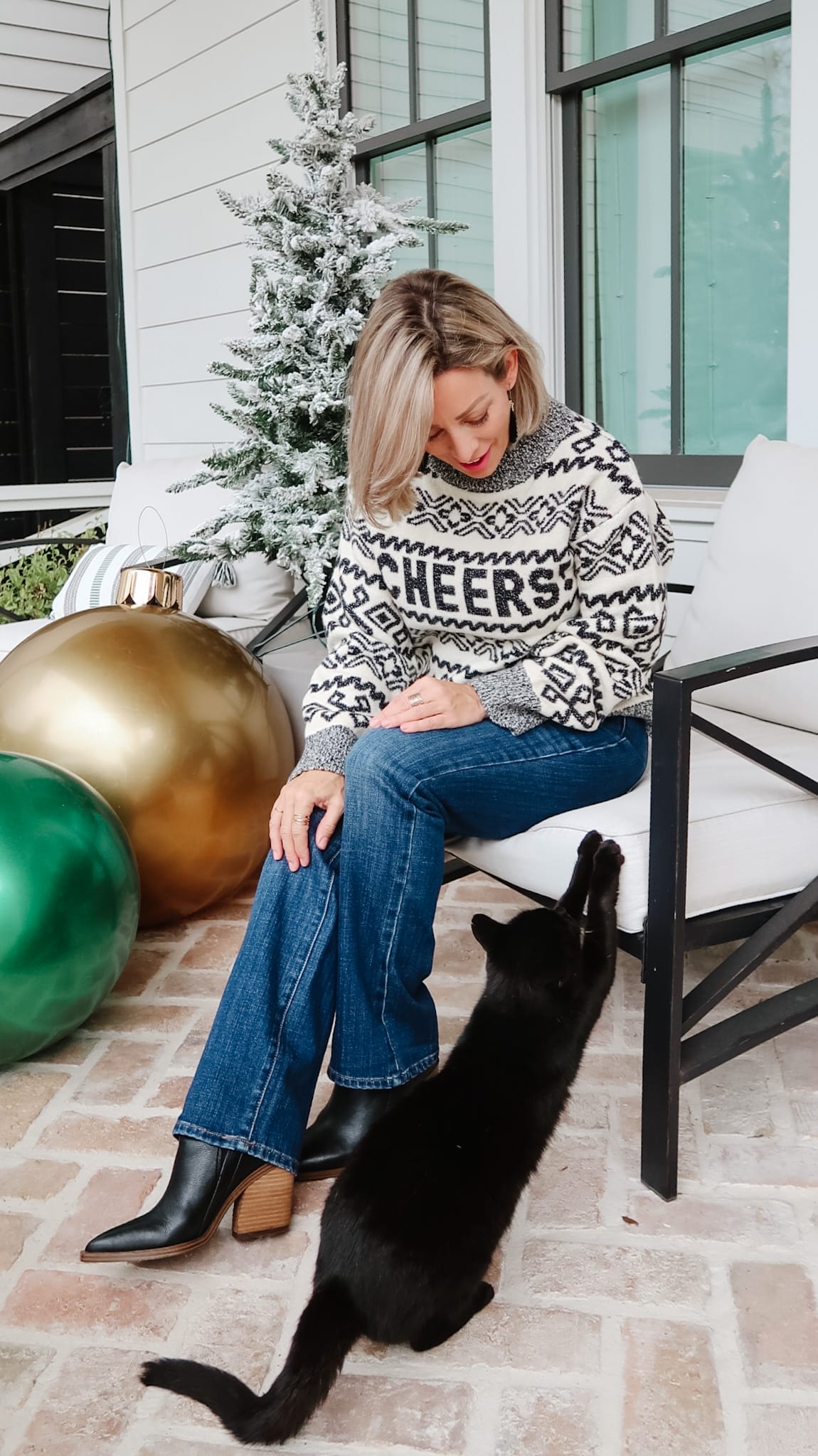Cheers Sweater, Jeans, Booties 