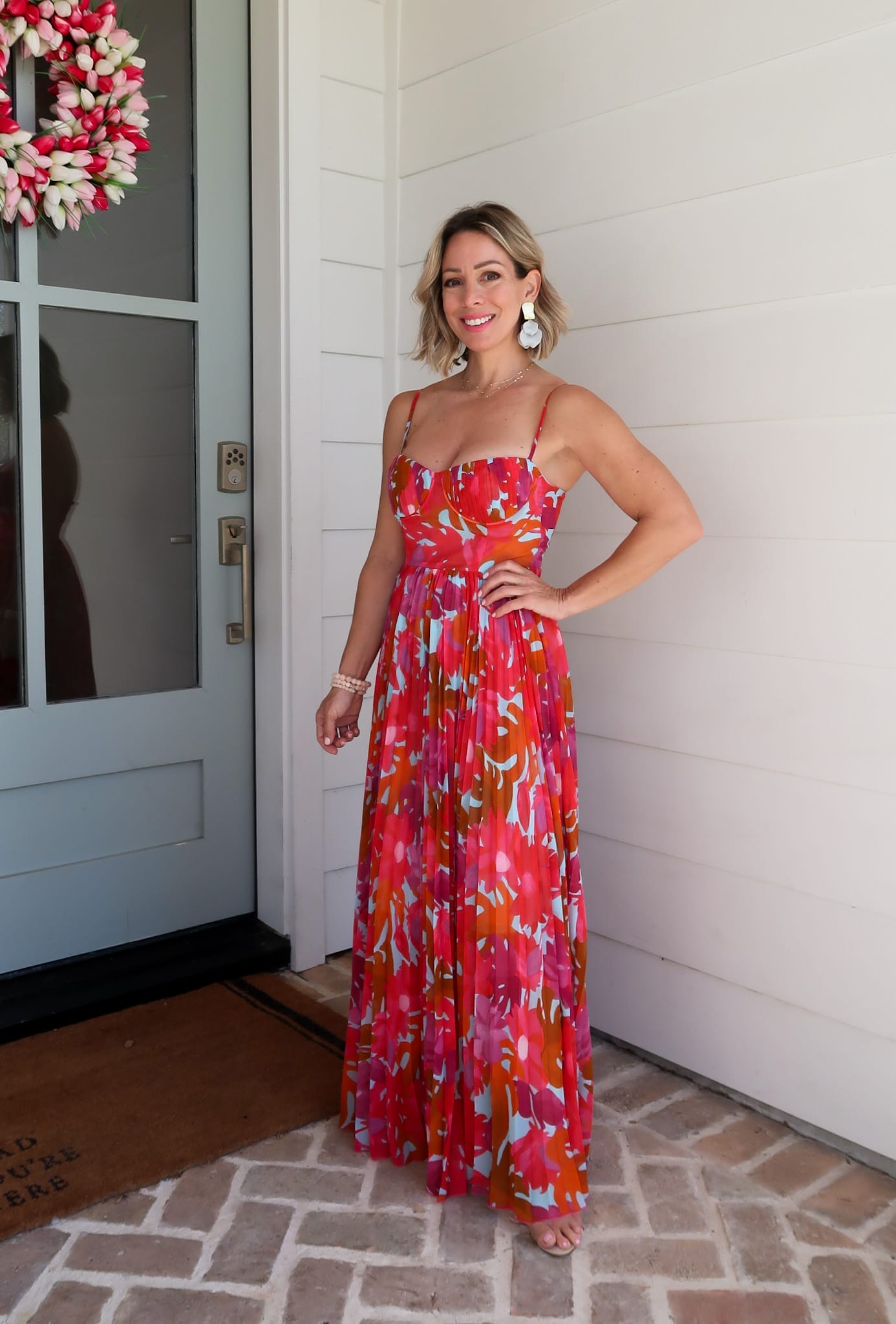 Red  Floral Maxi Dress 